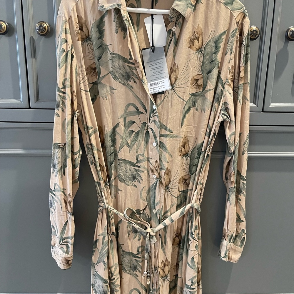 Mason's Beige and Green Floral Dress size L-XL
